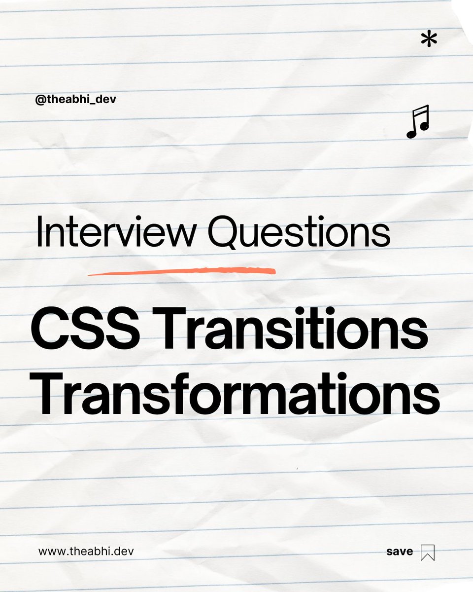 theabhi_dev's tweet image. ❓ Test your knowledge of CSS transitions and transforms with these interview questions! Make sure you understand how to create smooth UI interactions and dynamic layouts.
#CSSInterview #TransitionsVsTransforms #FrontendDev #MERNbyNewYear #75DaysMERNChallenge