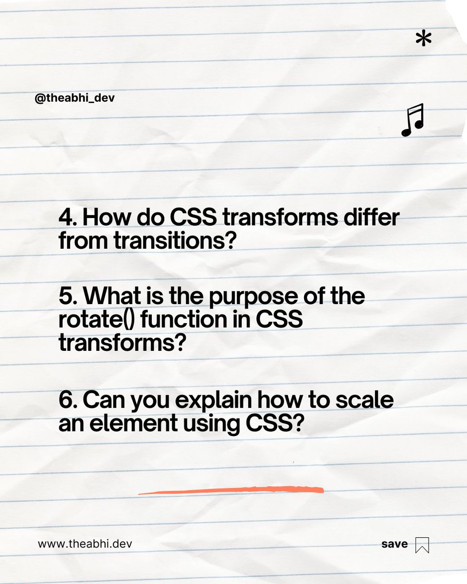 theabhi_dev's tweet image. ❓ Test your knowledge of CSS transitions and transforms with these interview questions! Make sure you understand how to create smooth UI interactions and dynamic layouts.
#CSSInterview #TransitionsVsTransforms #FrontendDev #MERNbyNewYear #75DaysMERNChallenge