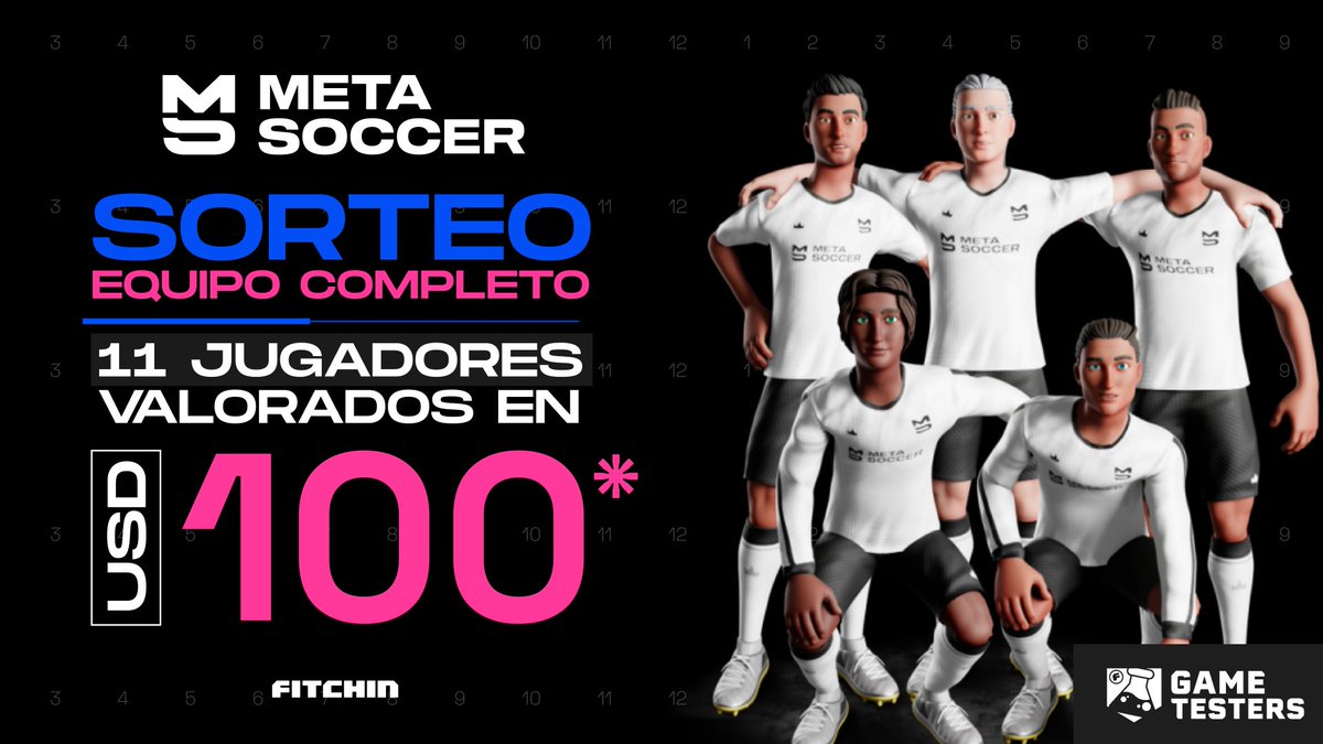 🎁 ¡SORTEO EQUIPO COMPLETO! 🎁

Con nuestros amigos de <a href="/playmetasoccer/">MetaSoccer</a> vamos a sortear 11 jugadores para que puedas competir al máximo nivel en la beta 😉

Requisitos:
• Seguir a <a href="/playmetasoccer/">MetaSoccer</a> <a href="/fitchinGG/">FITCHIN</a> 
• RT