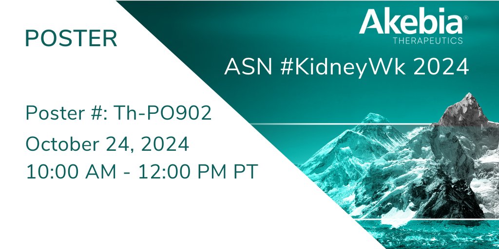 ASN attendees: Visit the poster gallery today at 10:00 AM PT to view Poster #902 for safety data on an oral HIF-PHI: asn-online.org/education/kidn…