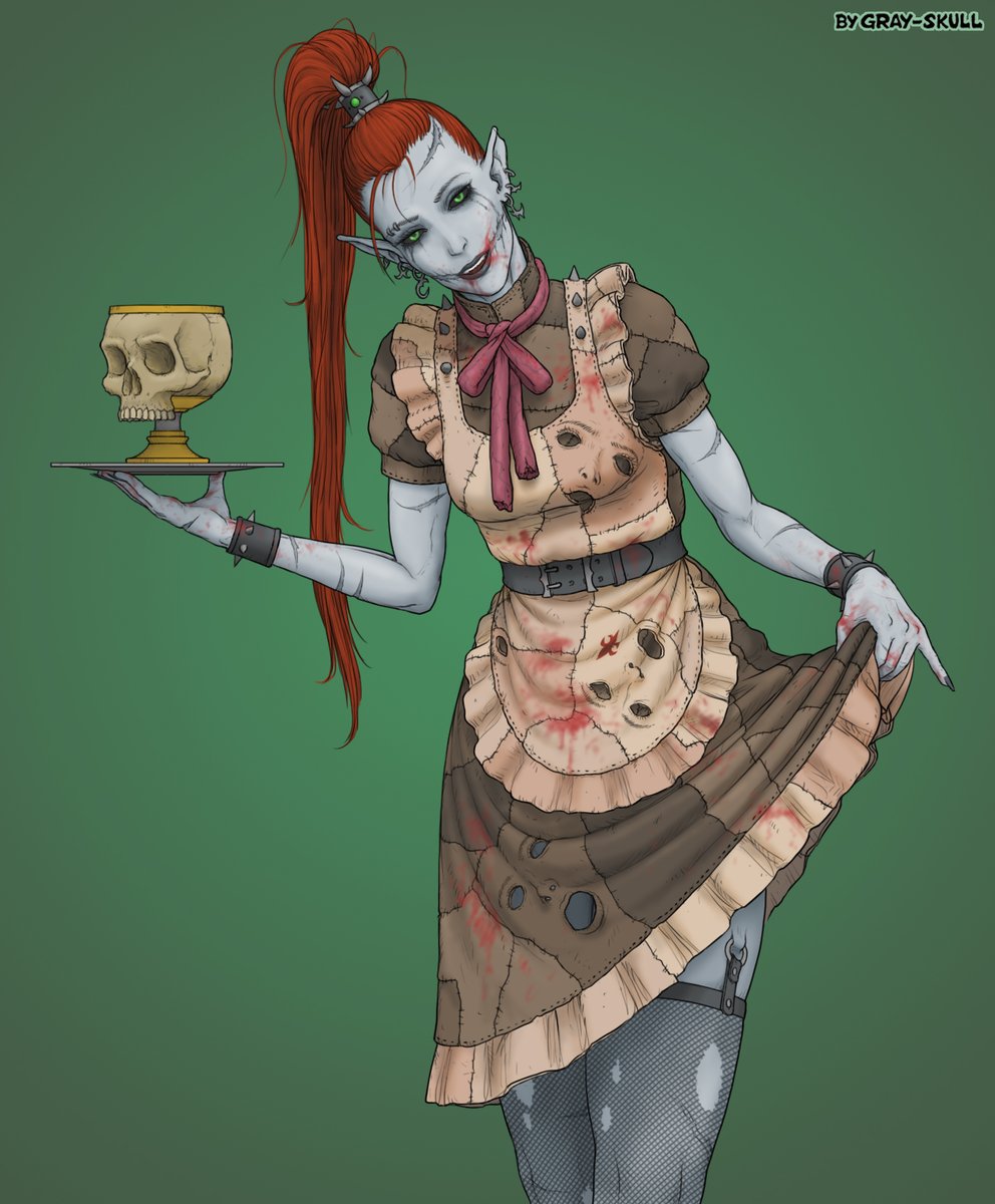 #warhammer40k #warhammer40000 #warhammer #40k #WarhammerArt #WarhammerCommunity #eldar #darkeldar #drukhari #maid #maidoutfit #grayskull 
Dark Eldar maid 😈 
(No, you can't fix her)