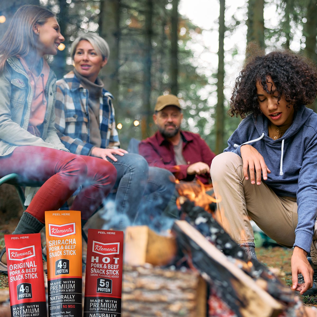 There's just something about the taste of Klement's snack sticks by the bonfire, isn't there? It's probably because they're naturally hardwood smoked. Check them out at your local store! bit.ly/3ySMExx
