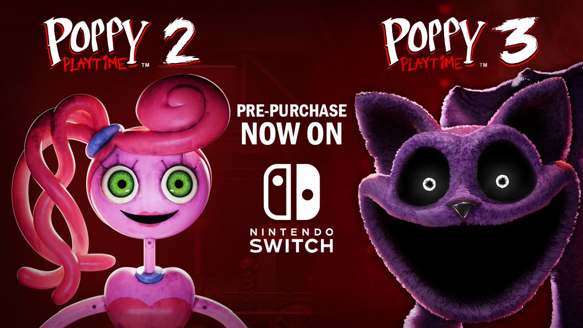 mobgamesstudios's tweet image. You asked for it, #Nintendo fans! #PoppyPlaytime Chapters 2 and 3 are coming to the #NintendoSwitch on HALLOWEEN! Pre-order them now! huggywug.co/3zZtV6I