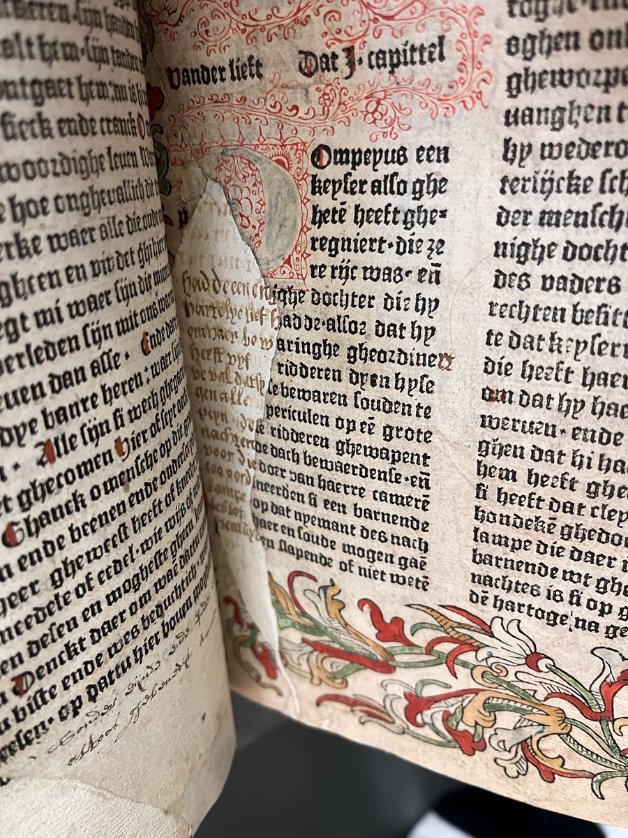 BramCaers (@bramcaers) on Twitter photo Books have layers! Book printed in black and white (1484), rubricated, woodcuts coloured and initials flourished by hand, damaged, repaired in handwriting. And still going strong today <a href="/ubleiden/">UBLeiden</a> 
Dutch translation of the Gesta Romanorum, 21219 B 15: 2. Books have layers! Book printed in black and white (1484), rubricated, woodcuts coloured and initials flourished by hand, damaged, repaired in handwriting. And still going strong today <a href="/ubleiden/">UBLeiden</a> 
Dutch translation of the Gesta Romanorum, 21219 B 15: 2.