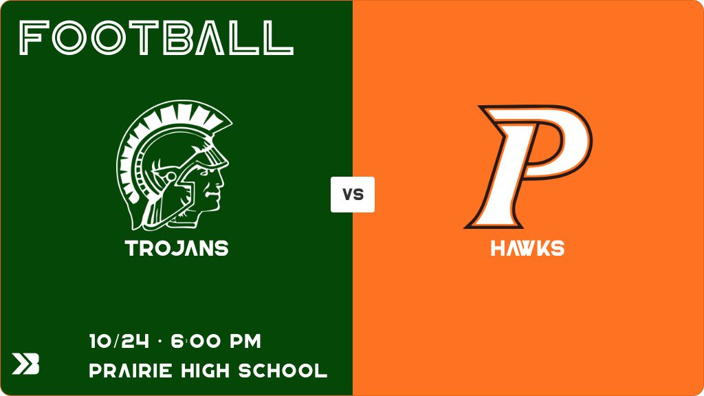 Football (Freshman) Game Day! - Check out the event preview for the The Prairie Hawks vs the Iowa City West Trojans. It starts at 6:00 PM and is at Prairie High School HS Football Stadium. gobound.com/ia/ihsaa/footb…