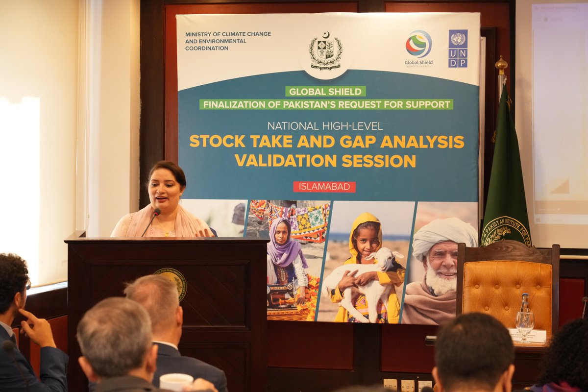 UNDP_Pakistan's tweet photo. #UNDPinPakistan, in collaboration with @ClimateChangePk, wrapped up the Global Shield In-country consultations at the National High-Level Stock Take & Gap Analysis Validation Session!

With key contributions from @RominaKAlam, Coordinator to the PM on #ClimateChange, Dr. Sebastian Paust, Head of Development Cooperation @GermanyinPAK, @Van_ntn, Deputy Resident Representative at UNDP 🇵🇰, Daniel Stadtmueller, Team Lead at the @GlobalShieldHQ and @AbidSuleri, Executive Director of @SDPIPakistan, this session solidified Pakistan’s commitment to advancing pre-arranged disaster financing through the @theGlobalShield initiative.