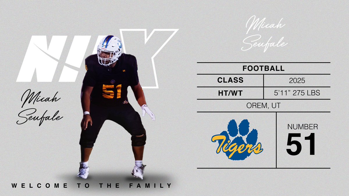 FLX Sports (@flxapp_) on Twitter photo Excited to welcome 2025 Center Micah Seufale out of @OremTigerFootball to the NILX Family! #WelcomeToTheFamily #NILX #Tigers <a href="/micah_seufale/">Micah Seufale</a> Excited to welcome 2025 Center Micah Seufale out of @OremTigerFootball to the NILX Family! #WelcomeToTheFamily #NILX #Tigers <a href="/micah_seufale/">Micah Seufale</a>