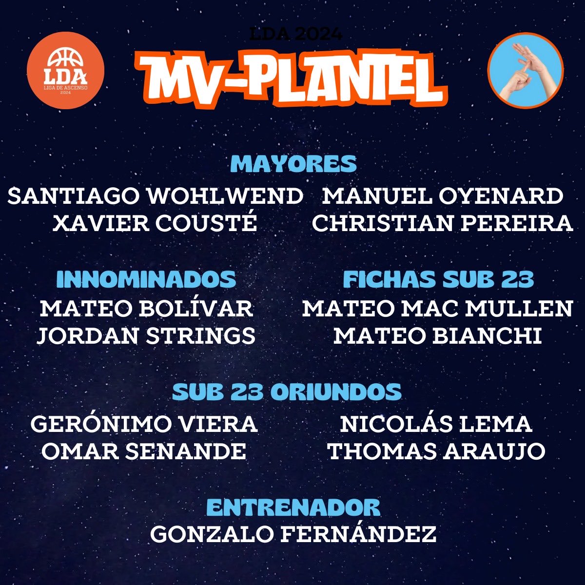 Estos son nuestros Ⓜ️✅🅿️ de la ᒪIGᗩ ᗪE ᗩᔕᑕEᑎᔕO.

Un plantel completo siguiendo el reglamento: ④ mayores, ② innominados, ② fichas Sub 23, ④ Sub 23 oriundos y ① DT.

¿𝘖𝘱𝘪𝘯𝘪𝘰𝘯𝘦𝘴?