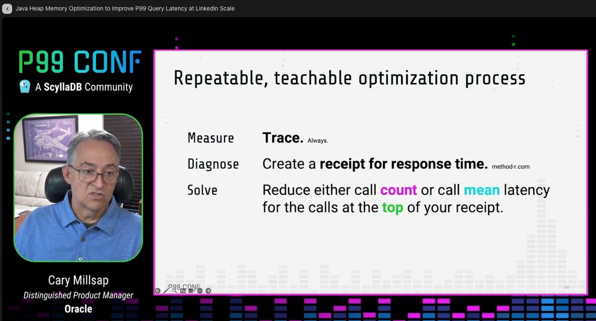 Another day, another great talk at <a href="/P99CONF/">P99CONF</a> ... <a href="/CaryMillsap/">Cary Millsap</a> teaching us how we can optimize the latency of our application. Always good, <a href="/ScyllaDB/">ScyllaDB</a>