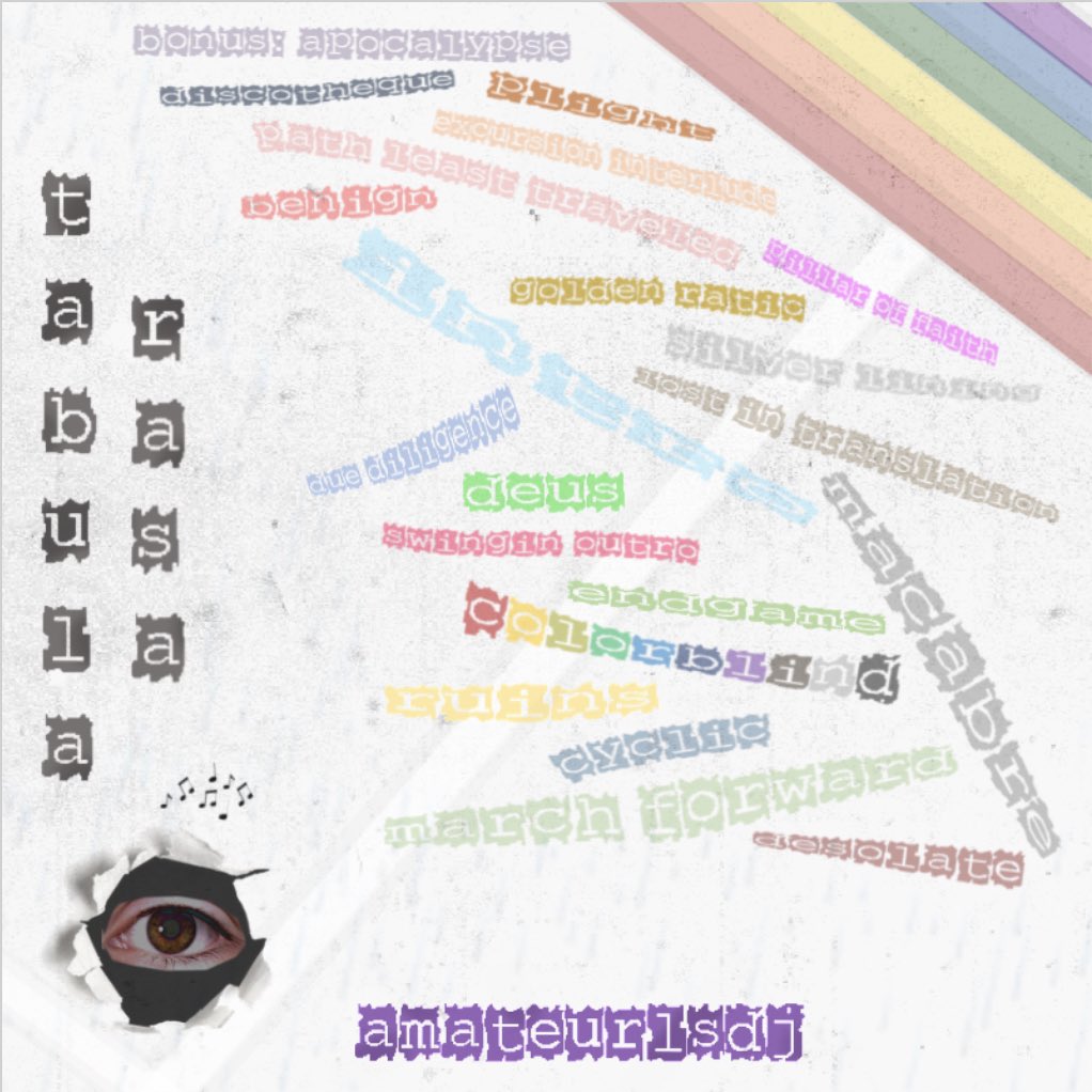 after five arduous yet gratifying years, i am very pleased to announce that my album “Tabula Rasa” will be released on 11/29 on my Bandcamp page and streaming platforms! i hope you enjoy these tracks as much as i do 🫶💚