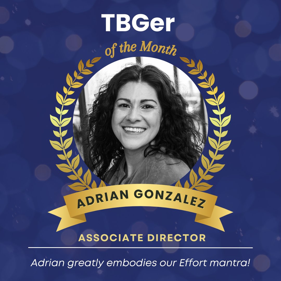 Join us in congratulating our October TBGer of the Month, Adrian Gonzalez! Thank you, Adrian, for showing us what it truly means to put forth your best effort every day at TBG. Your commitment to this core value is an inspiration to us all!

#TBGerOfTheMonth #Effort #TBG50