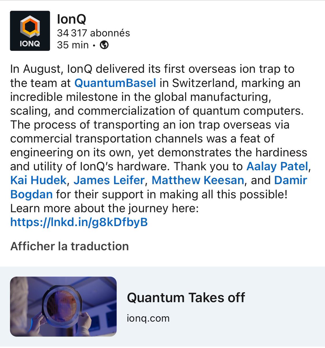 TheLordSwissLi1's tweet photo. 🧠 $IonQ @IonQ_Inc #QuantumBasel in Switzerland🇨🇭 https://t.co/CYwcKF3CBe