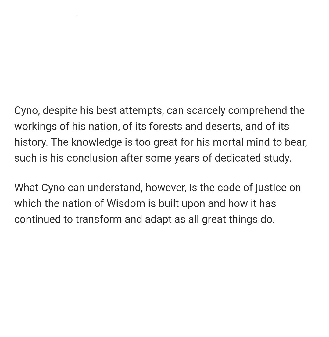 Cyno Says
— Cyno | genshin | 2.9k
— cyno-centric, cyno &amp; cyrus, cynonari, pre-canon, canon compliant
— archiveofourown.org/works/60012559

written for <a href="/cynozine_/">Austerity: Cyno Zine ⚡ PROJECT CLOSED!</a>⚡