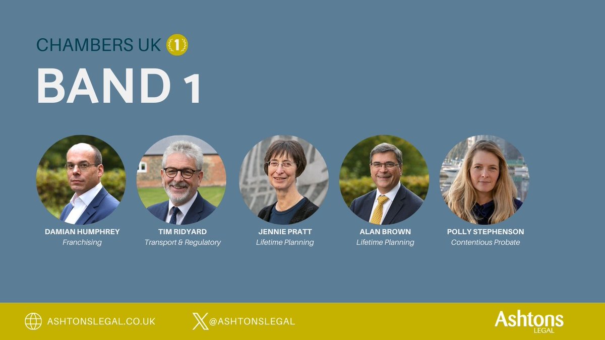 Our 'Band 1' solicitors in #ChambersUKSolicitors2025! Congratulations to Jeanette Dennis, Simon Cunningham, Sharon Allison, Tom Bailey, Richard Foyster, Damian Humphrey, Tim Ridyard, Jennie Pratt, Alan Brown and Polly Stephenson ⭐