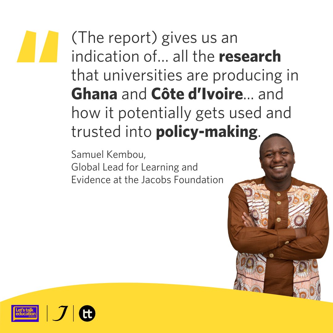 Jacobs Foundation (@foundation_jf) on Twitter photo 🌍 🎙️Hear from <a href="/SamuelKembou/">Samuel Kembou (He/Him)</a>, our Global Lead for Learning and Evidence, on <a href="/talkEd_africa/">Let's Talk Education Africa</a>! The podcast explores education practice & research from across #Africa, sharing the inspiring stories of educators & innovators making a difference in their schools & communities: 🌍 🎙️Hear from <a href="/SamuelKembou/">Samuel Kembou (He/Him)</a>, our Global Lead for Learning and Evidence, on <a href="/talkEd_africa/">Let's Talk Education Africa</a>! The podcast explores education practice & research from across #Africa, sharing the inspiring stories of educators & innovators making a difference in their schools & communities: