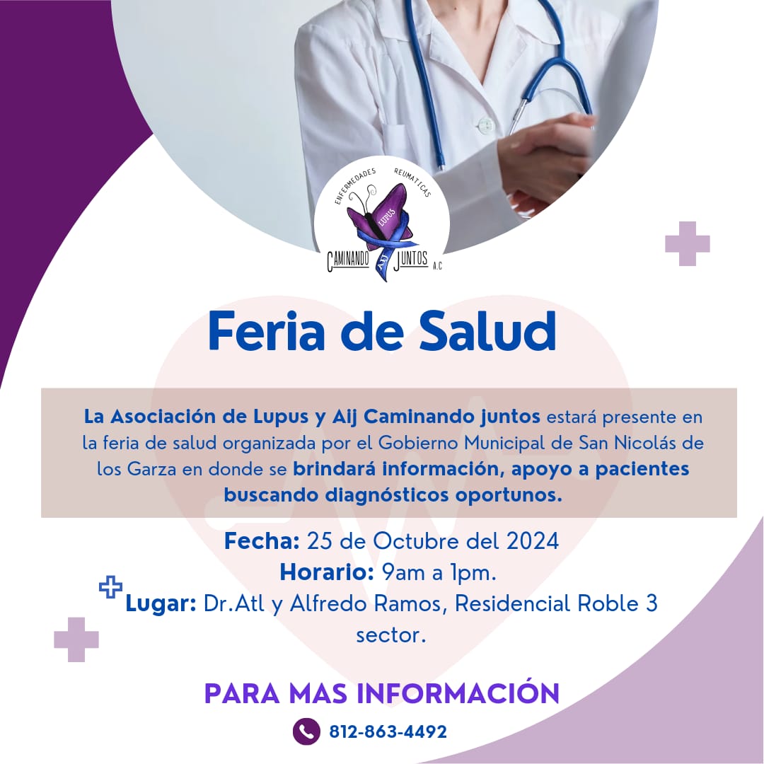Los invitamos a la feria de la salud  donde se dará información de las Enfermedades reumaticas y buscando diagnósticos oportunos y Donación de Medicamento, lleva tu receta médica.  consultas generales,dentales, nutricion examen de la vista, masajes anti estres, ETC todo gratuito.