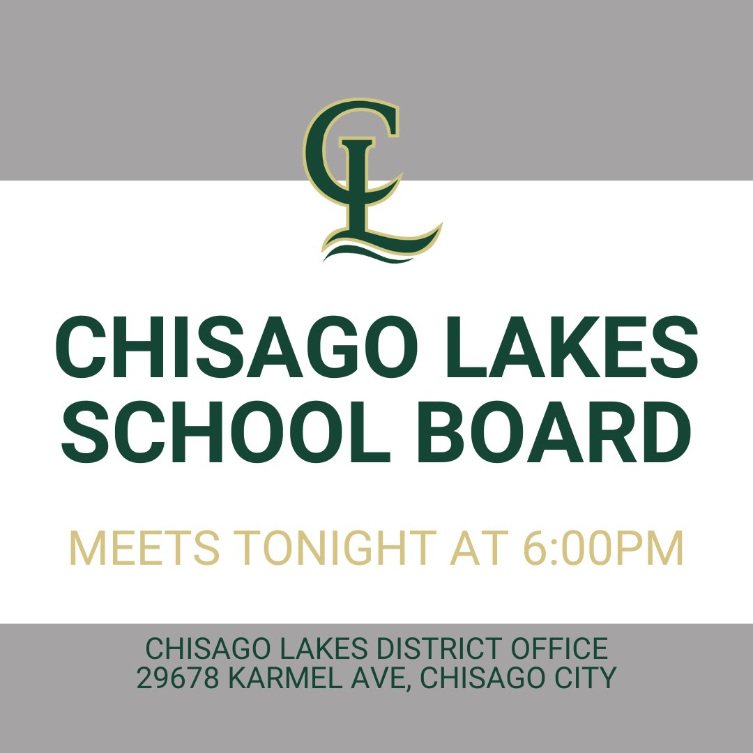 The Chisago Lakes School Board will meet tonight, Thursday, October 24, at 6 p.m. at the District Office (29678 Karmel Ave, Chisago City).

The public is invited to attend all meetings of the School Board.