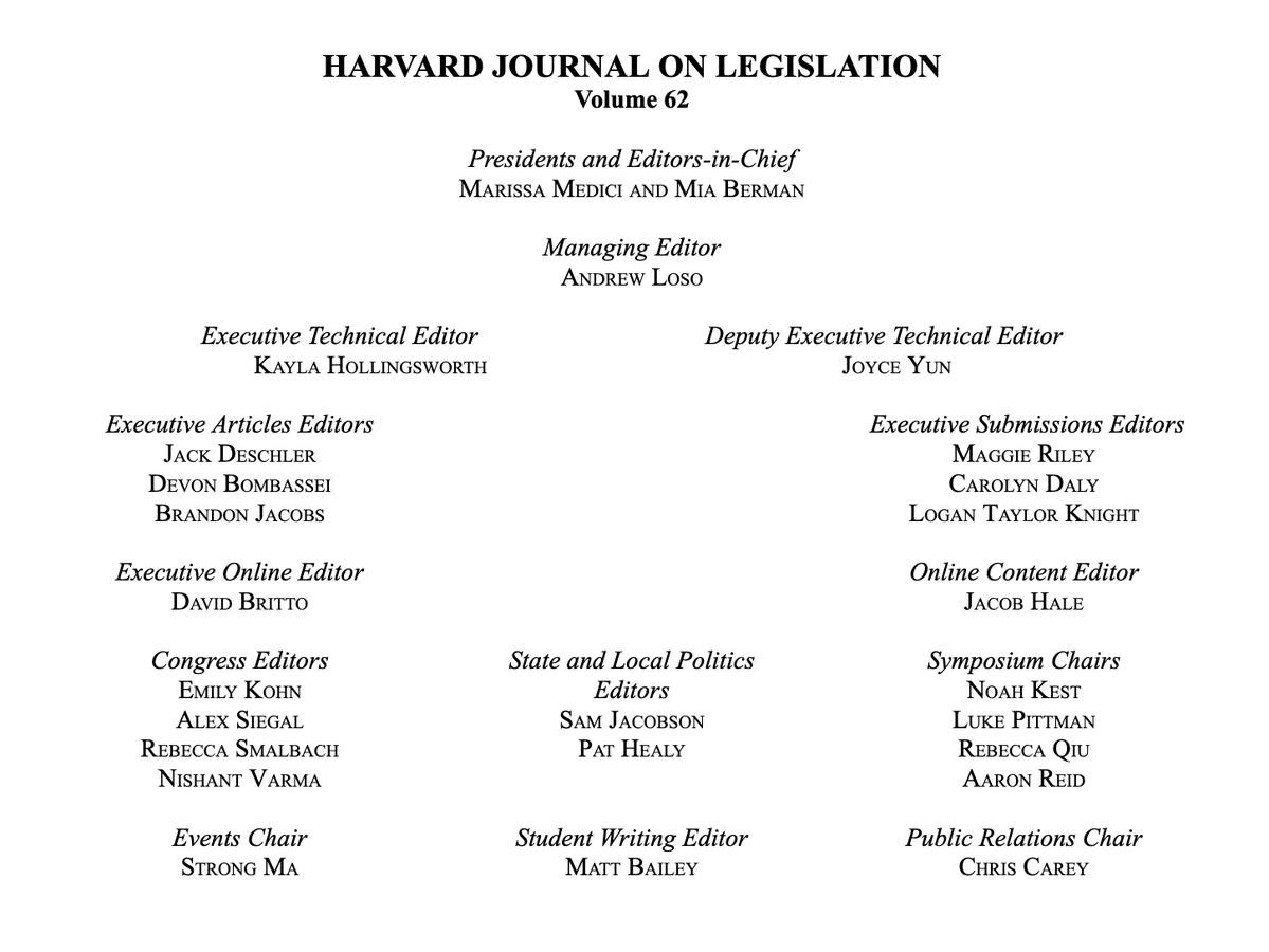Harvard Law School Journal on Legislation tweet media