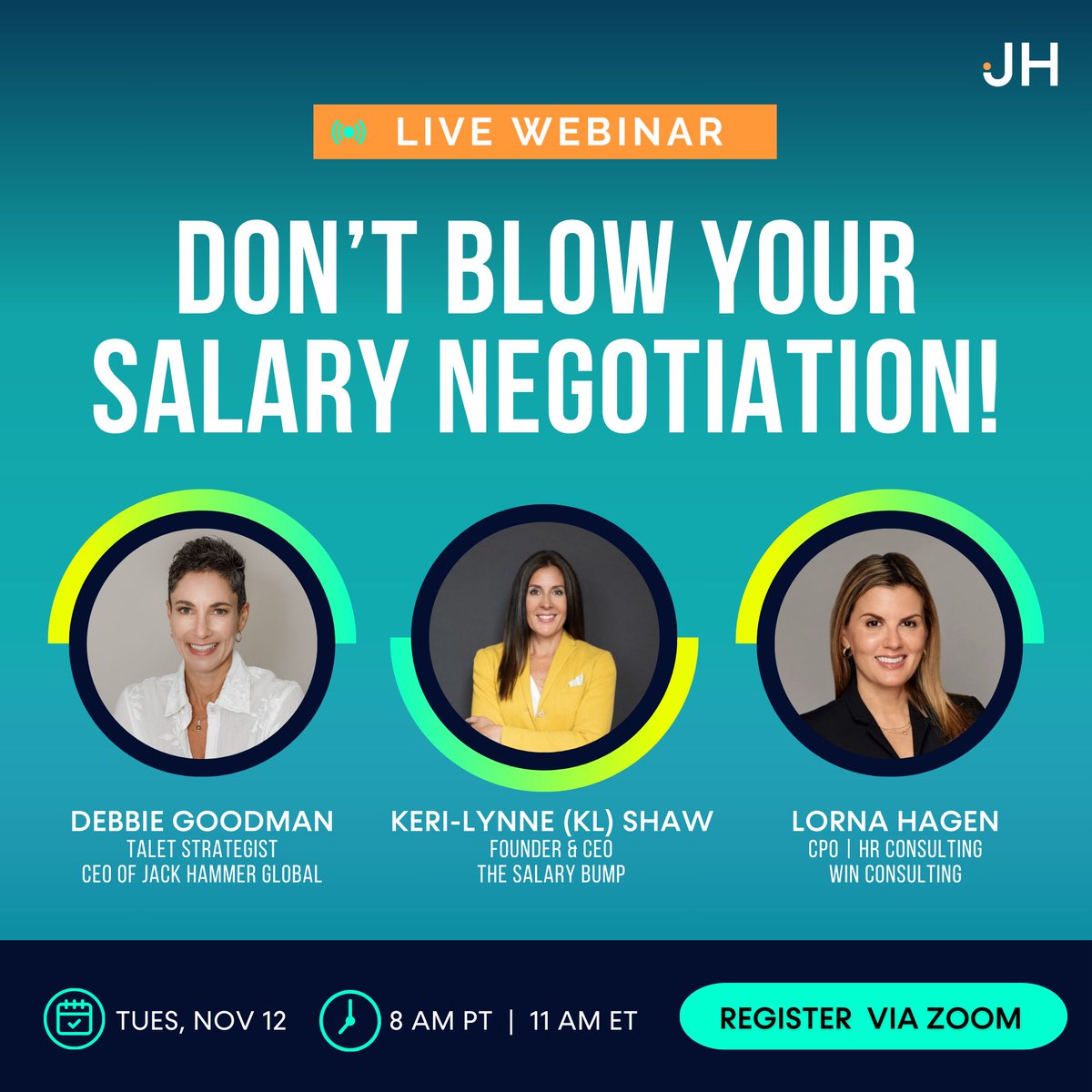 LIVE #WEBINAR!

The talent pool is as thin as ever, and if you’re keen on hiring talent that moves the needle… well, you HAVE to nail the #salarynegotiation. 

👉 REGISTER HERE: buff.ly/4hwTVav