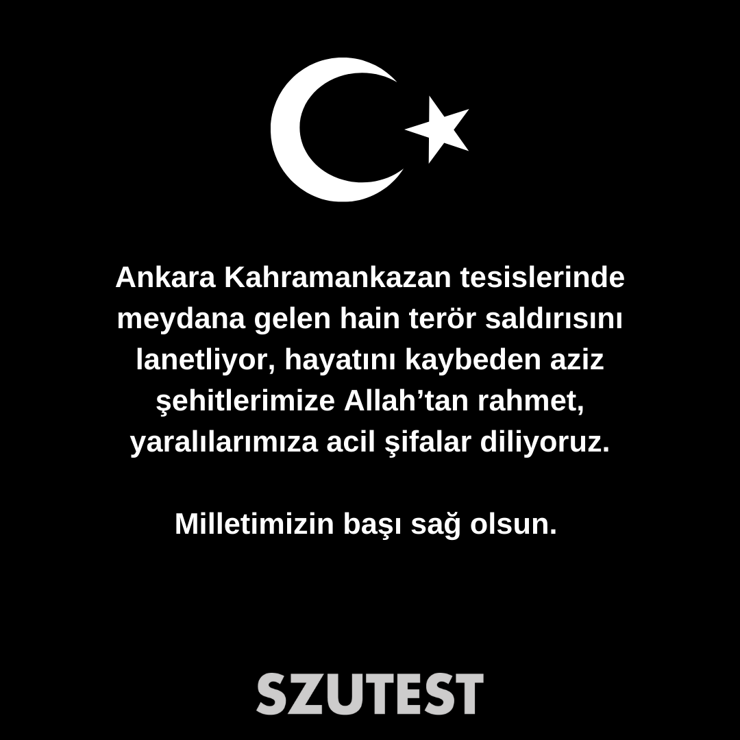 Ankara Kahramankazan tesislerinde meydana gelen hain terör saldırısını lanetliyor, hayatını kaybeden aziz şehitlerimize Allah’tan rahmet, yaralılarımıza acil şifalar diliyoruz.
Milletimizin başı sağ olsun.
.
.
#tusaş #ankara