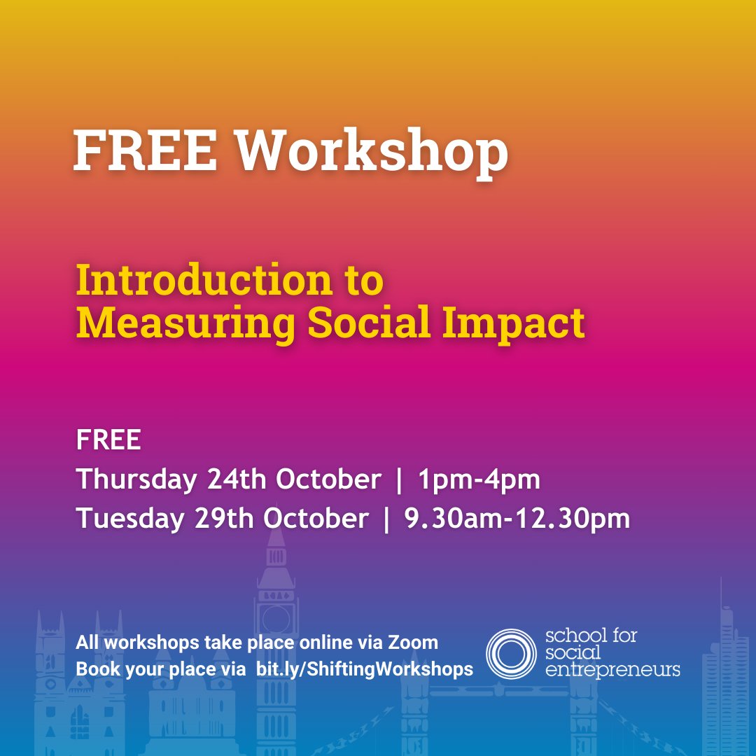 📣FREE WORKSHOP📣

Make your organisation more attractive to funders by being able to measure social impact.

📏 Measure the effectiveness of your organisation
📊 Benchmark with your competition
⭐ See where improvements can be made

Info &amp; booking ➡ bit.ly/ShiftingWorksh…