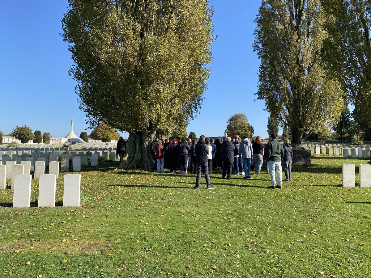 HumanitiesHHS's tweet photo. A final ceremony @CWGC Tyne Cot where we laid wreaths in remembrance of soldiers from the Royal Norfolk Regiment and an ancestor of one of our group.   We are now on our way home https://t.co/zgnf9TCnfb