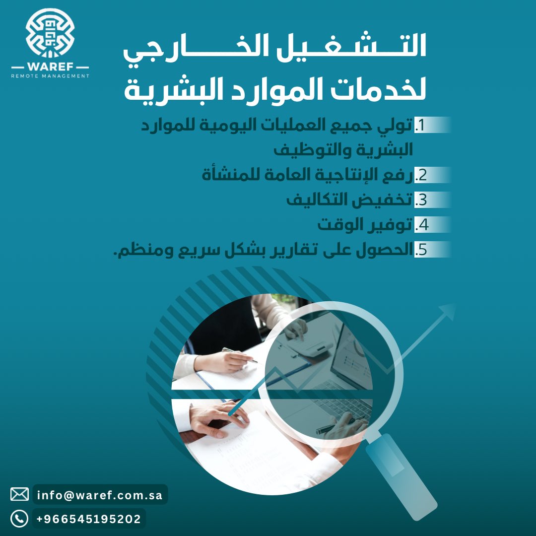 info_waref's tweet image. تعرف وش راح يقدم لك فريقنا في خدمة التشغيل الخارجي للموارد البشرية ؟

تواصل معنا لطلب عرض سعر للخدمة الآن

📲 wa.me/966545195202
📧 Info@waref.com.sa
🔗 waref.com.sa