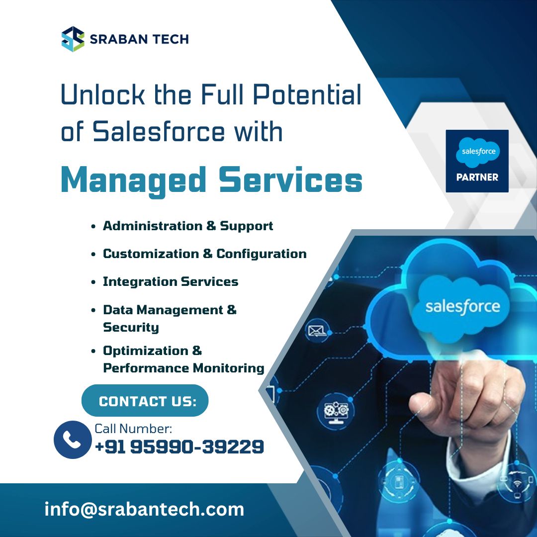 SrabanTech's tweet image. 🚀 Unlock the Full Potential of #Salesforce with #ManagedServices!  Our #SalesforceManagedServices ensure your business runs smoothly and efficiently, empowering you to focus on growth. Let us handle the heavy lifting while you focus on your business. lnkd.in/ggRvkK5a #CRM