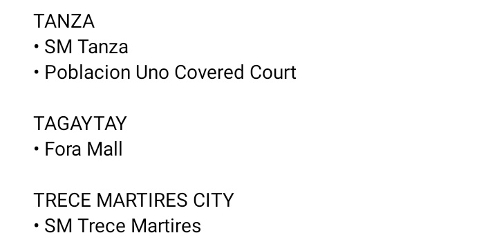 EVACUATION CENTERS ‼️ mga evacuation sites sa iba't ibang lungsod at munisipalidad ng Cavite. #KristinePh