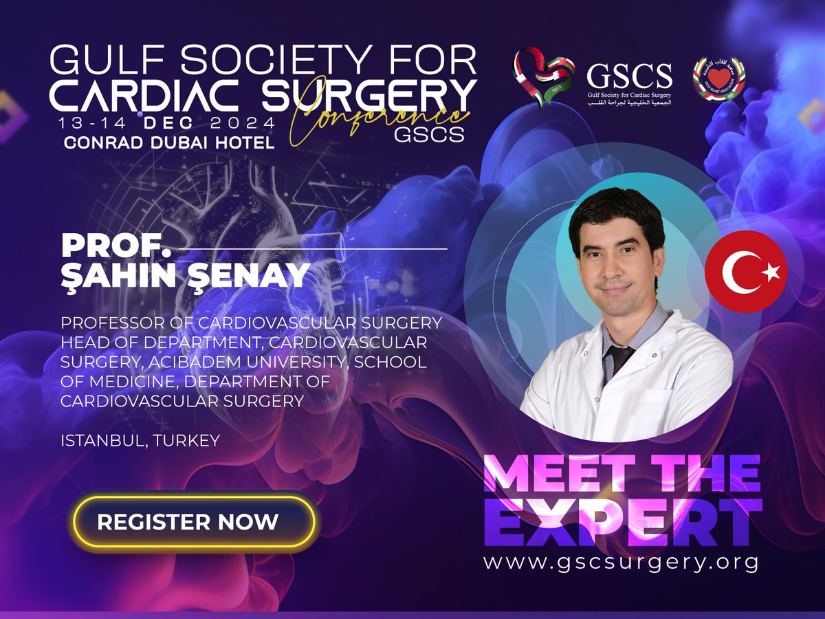 We are honored to welcome Prof. Şahin Şenay, Head of #Cardiovascular #Surgery at Acibadem University, Istanbul, Turkey. With vast expertise and leadership, he is shaping the future of cardiovascular surgery.
Register Now:gscsurgery.org/registration/

#CardiacSurgery #GSCS2024