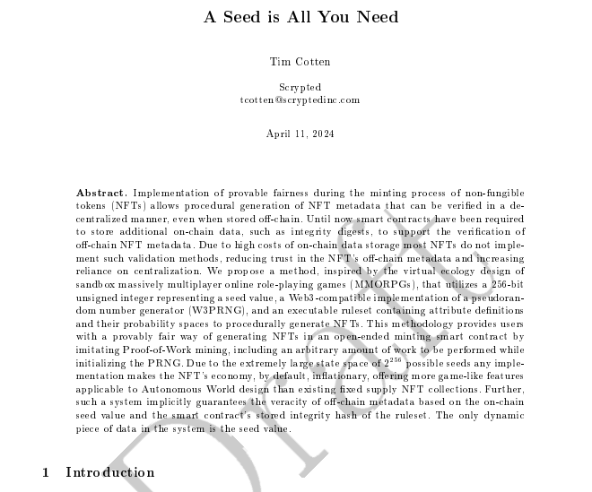 CottenIO's tweet photo. 📜 Releasing a draft for some #NFT2 ideas around AI &amp; procgen, now that we have amazing projects like @biomesAW and @virtuals_io to integrate with.

Imagine AIs not "being owned" as NFTs, but NFT "personality cores" mapping traits to web3 games. 

https://t.co/dXoMr5knYE https://t.co/69kXsqJkl3