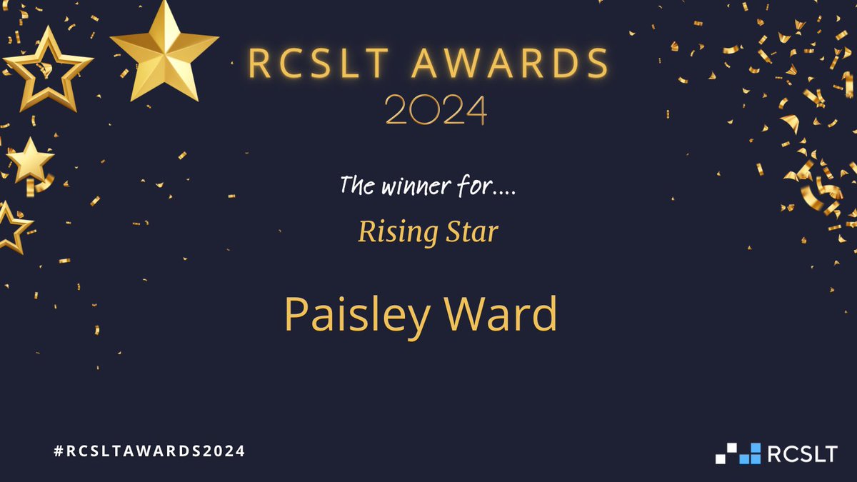 RCSLT's tweet image. And this year&apos;s #RCSLTAwards2024&apos;s Rising Star goes to Paisley Ward! 🥳🎉

As an #SLT apprentice Paisley has been an excellent ambassador for @DawnHouseSchool, raising awareness about placements. She is valued for her enthusiasm, support and use of #Makaton with young students.