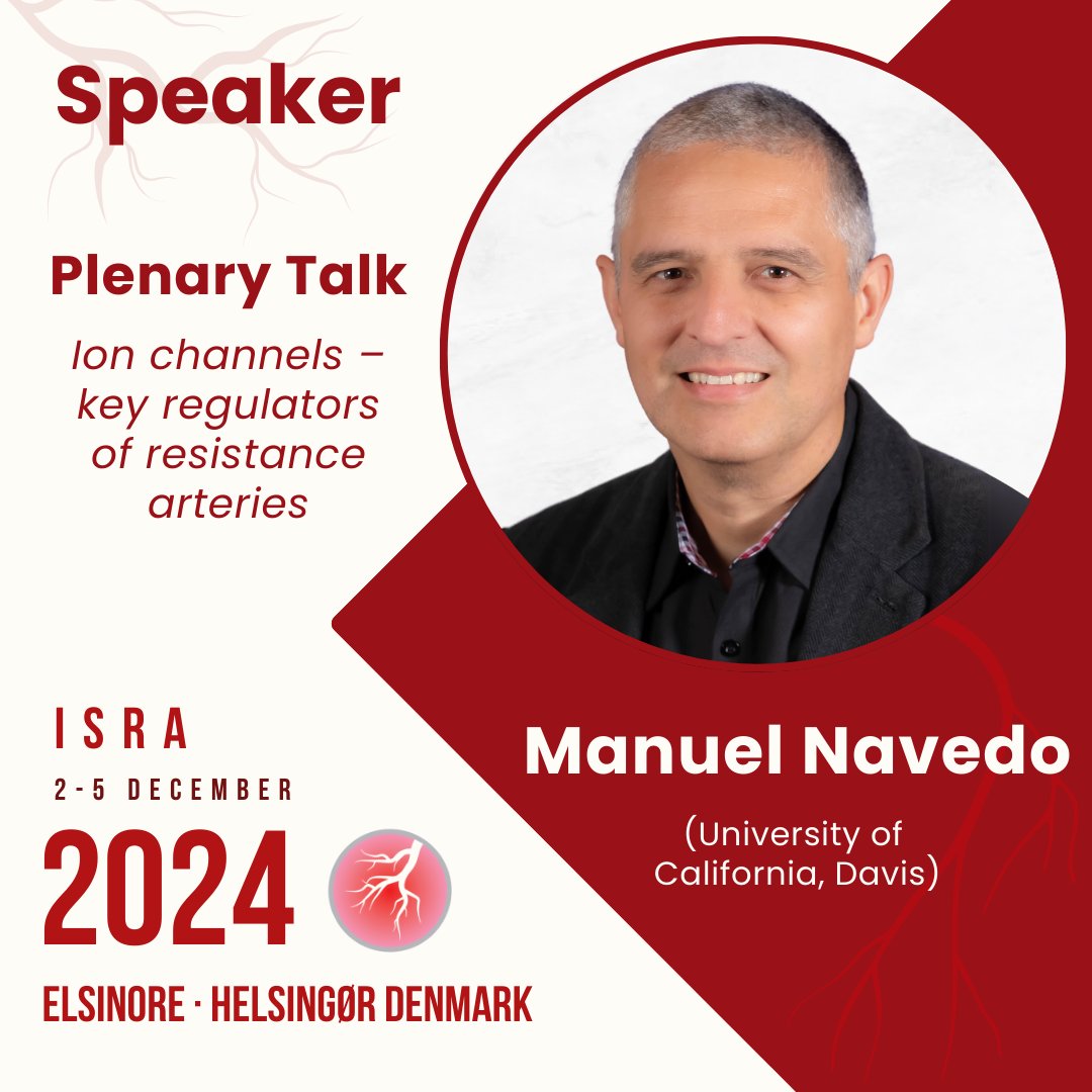 ISRA 2024 (@2024_isra) on Twitter photo 🌟 Opening Speaker Spotlight for #ISRA2024! 🌟
We are thrilled that <a href="/mf_navedo/">Manuel F. Navedo</a> will kick off ISRA 2024 with his presentation in the first session #Fundamentals of #Resistance #Arteries, where he will discuss "Ion Channels – Key Regulators of Resistance Arteries."
See you there! 🌟 Opening Speaker Spotlight for #ISRA2024! 🌟
We are thrilled that <a href="/mf_navedo/">Manuel F. Navedo</a> will kick off ISRA 2024 with his presentation in the first session #Fundamentals of #Resistance #Arteries, where he will discuss "Ion Channels – Key Regulators of Resistance Arteries."
See you there!