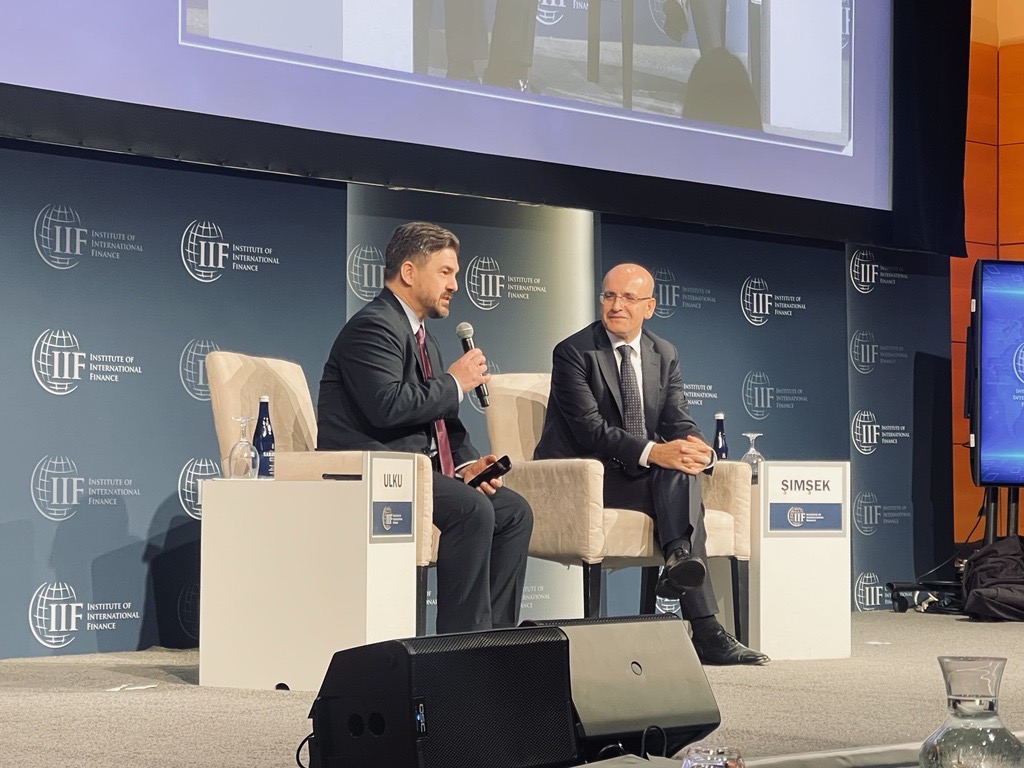 We're welcoming Minister of Treasury and Finance for the Republic of Türkiye, Mehmet Şimşek <a href="/memetsimsek/">Mehmet Simsek</a>, to the stage to speak with <a href="/IIF/">IIF</a>'s <a href="/UgrasUlkuIIF/">Ugras Ulku</a> #IIFinDC