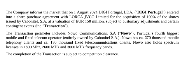 europawire's tweet photo. 🇵🇹💼 DIGI Portugal, a subsidiary of Digi Communications, has received regulatory approval for its acquisition of Cabonitel, marking progress in expanding its services in Portugal. https://t.co/3G11HY8jCT

#TelecomExpansion #PortugalBusiness #acquisition