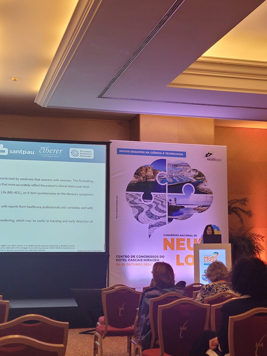 NMDSantPau's tweet photo. 👩🏽‍🏫 Also today, acting as a proxy of our team at the Congresso Nacional de Neurologia de Portugal 🇵🇹 we have Dr Ana Vespertinas talking about the development of a #MobileApp for monitoring patients with #MyastheniaGravis in this #MeetTheExpert session.

👇🏿 https://t.co/M1NAJsQ2IB