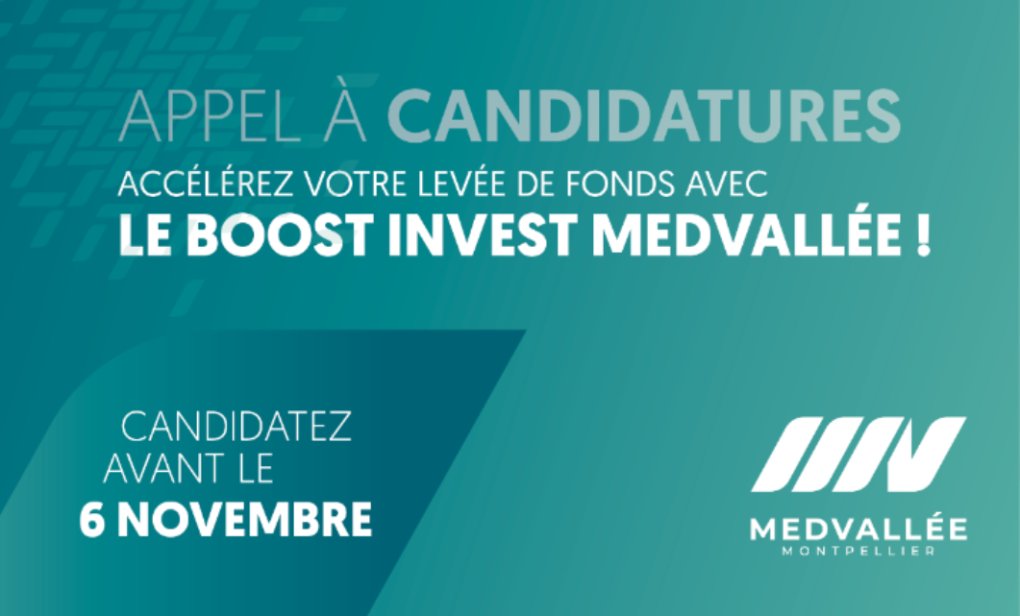 MedVallée – Montpellier (@med_vallee) on Twitter photo 📢 Entreprise innovante à fort potentiel dans le domaine de la santé, de l'environnement, de l'alimentation, vous cherchez à lever des fonds ? 💸
🚀 Rejoignez le #BoostInvestMedVallée et accélérez votre développement ! 
⏱ Candidatez avant le 6 novembre 👉 medvallee.fr/appels-a-proje… 📢 Entreprise innovante à fort potentiel dans le domaine de la santé, de l'environnement, de l'alimentation, vous cherchez à lever des fonds ? 💸
🚀 Rejoignez le #BoostInvestMedVallée et accélérez votre développement ! 
⏱ Candidatez avant le 6 novembre 👉 medvallee.fr/appels-a-proje…