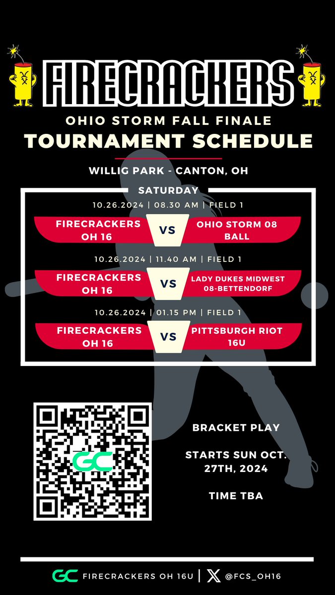 Come check out the girls of <a href="/FCS_OH16/">Firecrackers Ohio 18u</a> as they finish up their fall season with the Ohio Storm fall finale this weekend. 🧨💪🥎