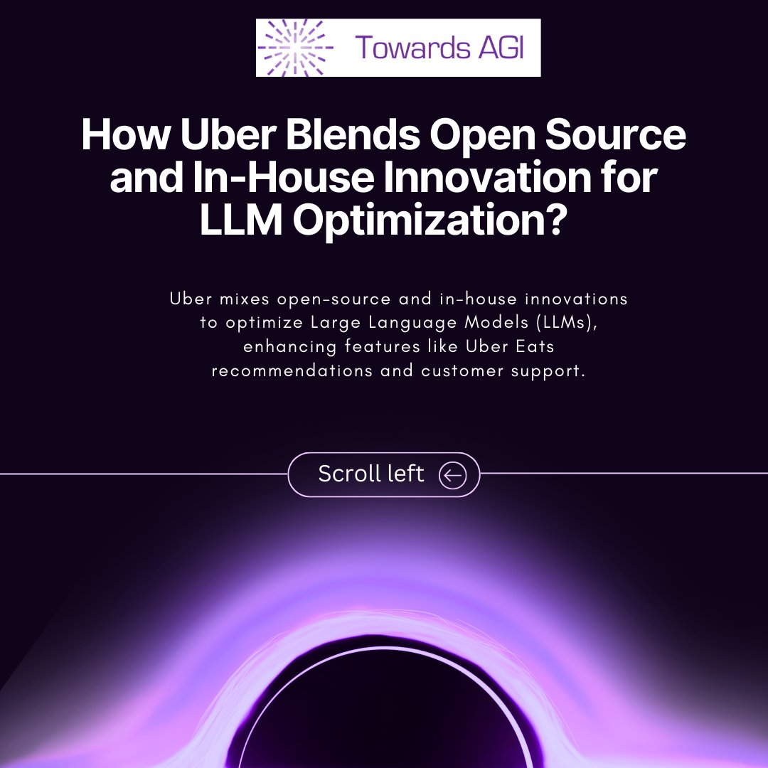 Towards_agi's tweet image. Open-source meets in-house innovation! 🚀 How Uber optimizes AI to elevate Uber Eats and more. Blending LLM expertise for better recommendations and support at scale. 🍽️🛠️ #UberAI #GenerativeAI #LLMOptimization #TechInnovation