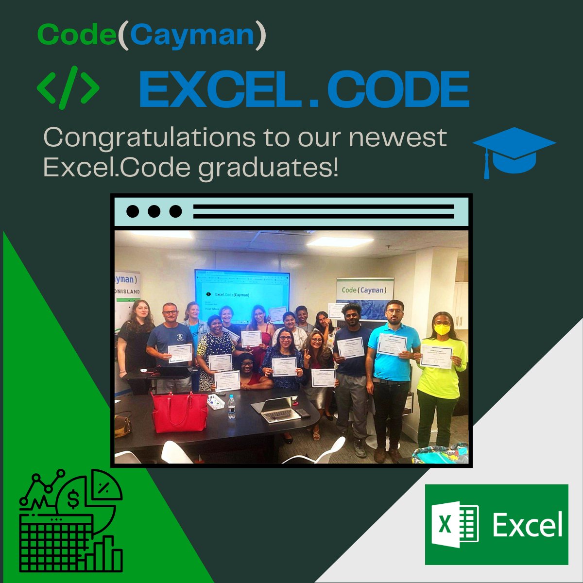 🎓🎉 Congratulations to our latest Excel.Code graduates! After 6 weeks of dedication, they've mastered the essentials of Excel.
To learn more about the courses we offer, visit codecayman.com/courses
#codecayman #innovationisland #excelskills