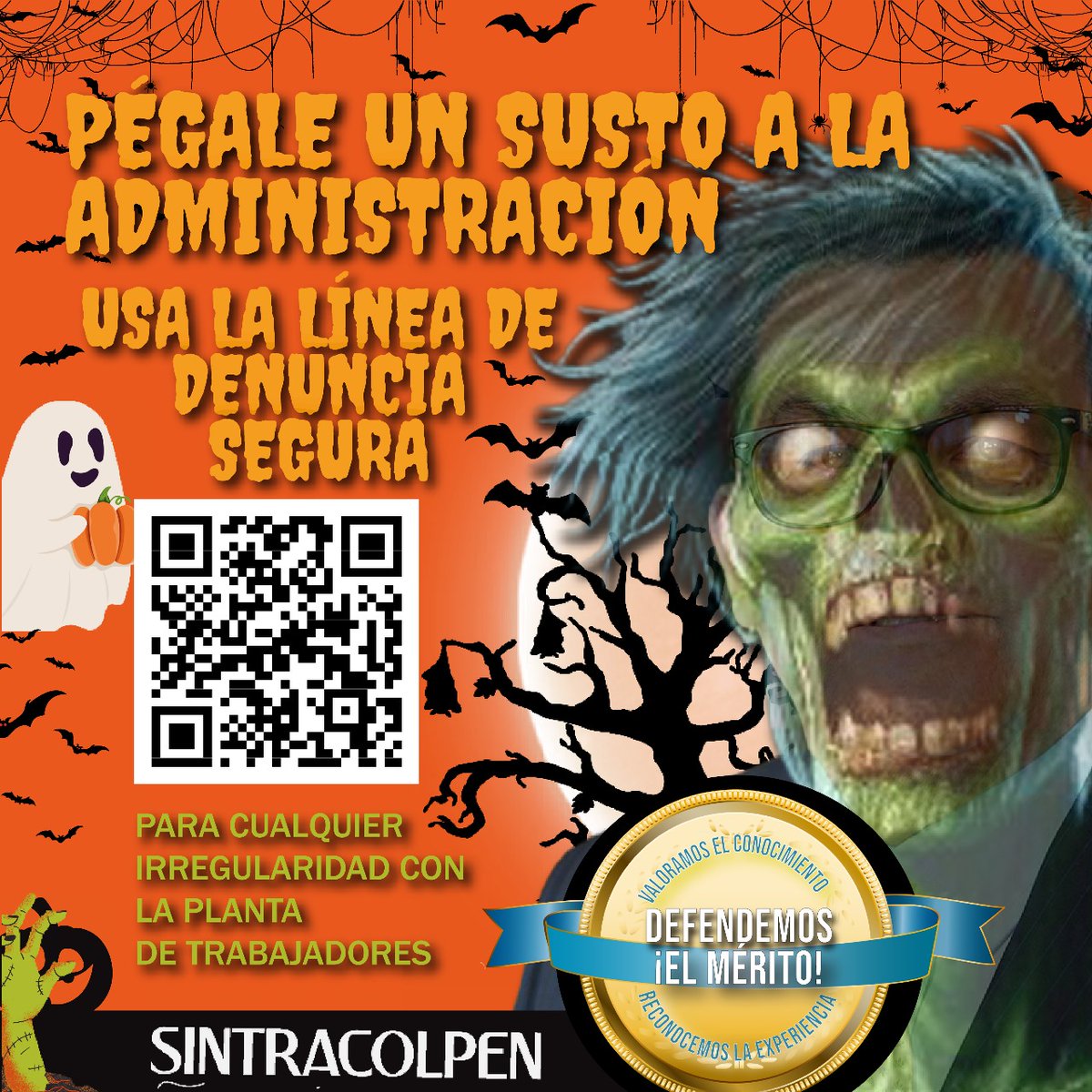 Of_Sintracolpen's tweet photo. ¡🎃👻 Dale un buen susto a la administración! 🚨💥 Si ves irregularidades en los procesos de selección o en la planta de trabajadores de Colpensiones, usa nuestra línea segura de denuncia. https://t.co/nVlwFiwPZh 🕵️‍♂️📞 ¡Tu voz cuenta! 🤫😱 ¡Denuncia de manera anónima! ⚡👀 https://t.co/RfmzDDtoEc