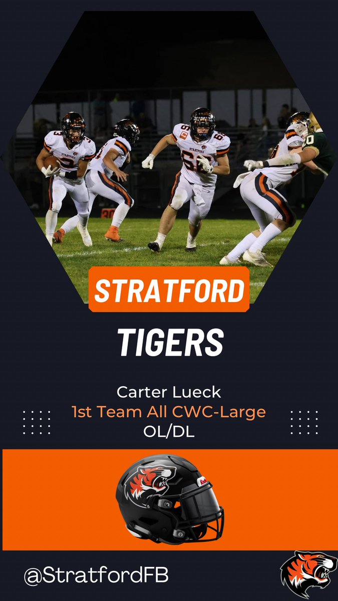 StratfordFB's tweet image. Congrats to our 1st team All CWC Large football athletes!

Walker Weis - OL/DL
Carter Lueck - OL/DL
Jett Schoenherr - WR/DB
Reid Miller - RB
Caleb Wrensch - LB

#ChasingX
#ReadyTo3Peat
#iagdtbat
#wisfb