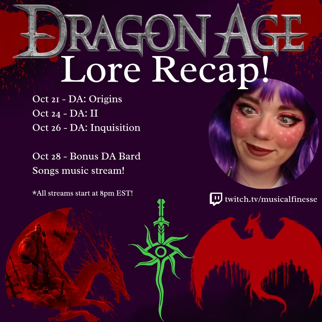 Dragon Age: II lore and story recap tonight!! Here's hoping I have everything I need compiled by then 😅
twitch.tv/musicalfinesse