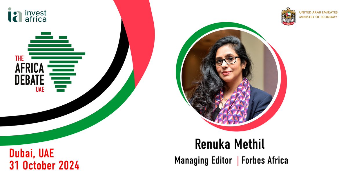 RENUKA METHIL (@methilrenuka) on Twitter photo Looking forward to moderating a panel on elevating Africa’s global trade, at The Africa Debate - UAE, in Dubai on October 31 with Invest Africa, spotlighting opportunities along the UAE-Africa trade and investment corridor <a href="/forbesafrica/">Forbes Africa</a> Looking forward to moderating a panel on elevating Africa’s global trade, at The Africa Debate - UAE, in Dubai on October 31 with Invest Africa, spotlighting opportunities along the UAE-Africa trade and investment corridor <a href="/forbesafrica/">Forbes Africa</a>