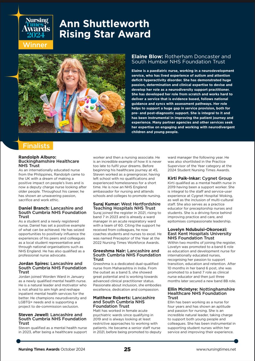 RMN- NurseJordan (@nurse_jord) on Twitter photo Just received my feedback from the <a href="/NursingTimes/">Nursing Times</a> awards - over the moon with it. Motivated to go again in 2025!
The winner of my category was incredible, an amazing project around neurodiversity which I’m very passionate about, well deserved winner! 🙌🏻✨ #NTAwards Just received my feedback from the <a href="/NursingTimes/">Nursing Times</a> awards - over the moon with it. Motivated to go again in 2025!
The winner of my category was incredible, an amazing project around neurodiversity which I’m very passionate about, well deserved winner! 🙌🏻✨ #NTAwards