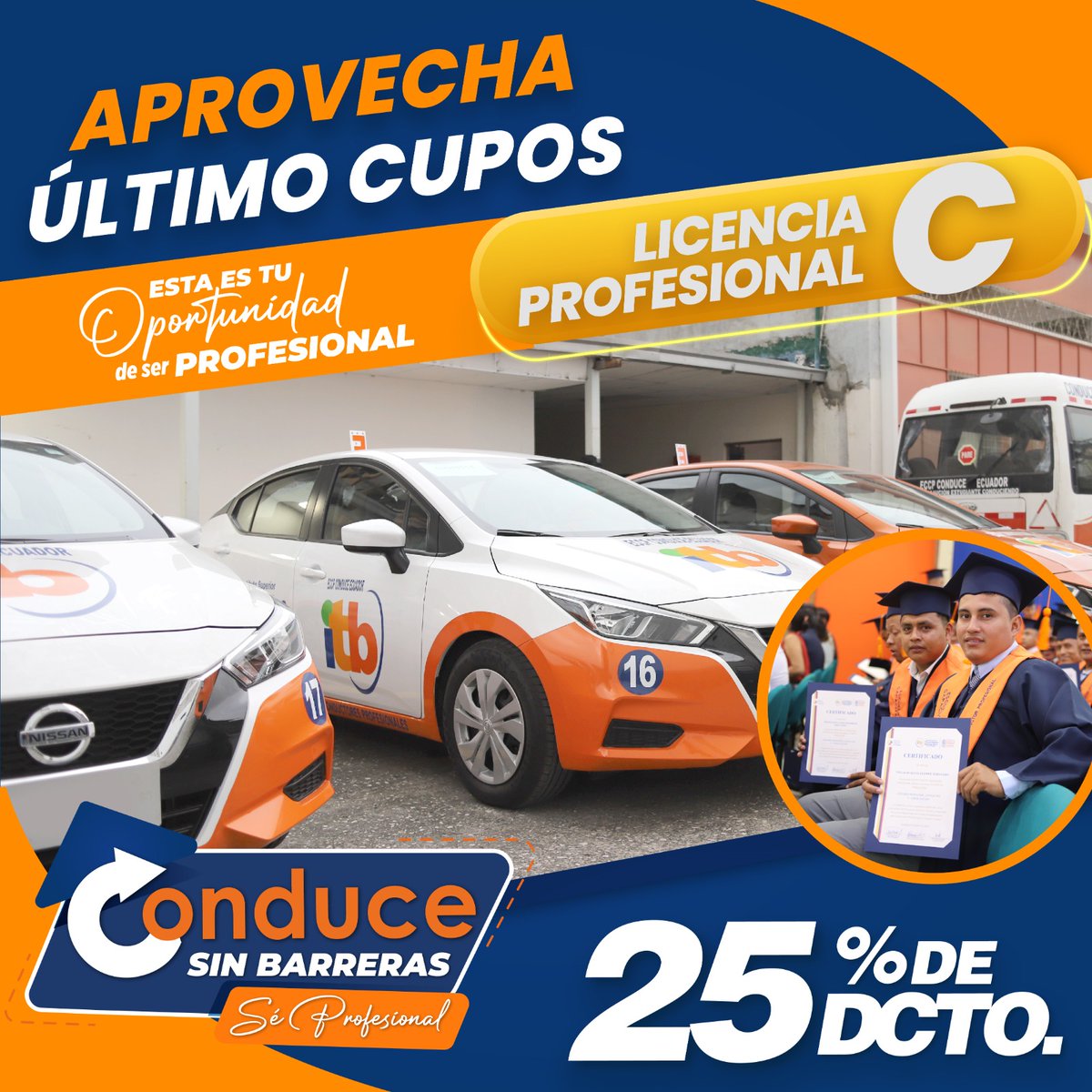 ConducEcuador's tweet photo. ¡Conviértete en conductor profesional con el curso de Licencia Tipo C! 🚗 Últimos cupos con 25% de descuento. Escríbenos al WhatsApp 📲 0985291890 y asegura tu lugar. #cursodeconduccion #LicenciaTipoC  #ConduceEcuador #Guayaquil #Ecuador https://t.co/jy2RSZyEH3