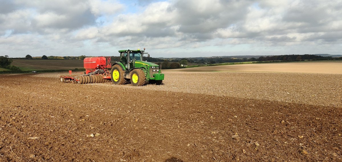 Finally dry enough (only just) to drill some more wheat. Both Sprinter drills going flat out.