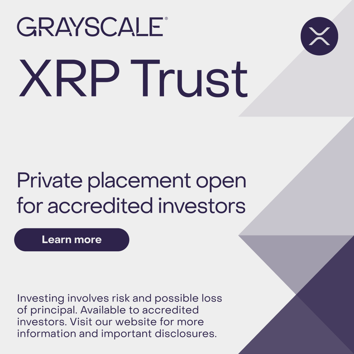 Grayscale XRP Trust is open to eligible accredited investors seeking exposure to $XRP, which powers the XRP ledger, a distributed network used for cross-border payments. 

Learn more about Grayscale XRP Trust, see important disclosures, or reach out to us: grayscale.com/crypto-product…