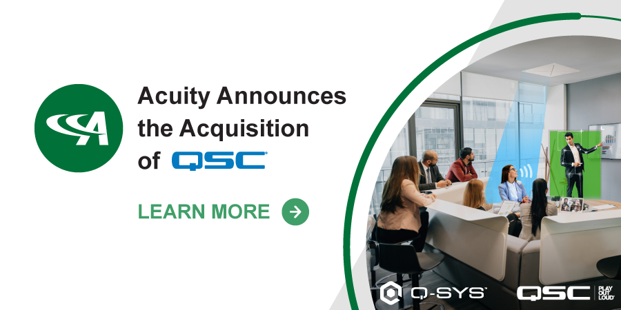 QSCproaudio (@qscproaudio) on Twitter photo We are excited to announce that QSC, LLC has reached a definitive agreement to be acquired by <a href="/AcuityBrands/">Acuity Brands</a>
and will become part of their Intelligent Spaces Group. For more details, click here: bit.ly/48jFDpb We are excited to announce that QSC, LLC has reached a definitive agreement to be acquired by <a href="/AcuityBrands/">Acuity Brands</a>
and will become part of their Intelligent Spaces Group. For more details, click here: bit.ly/48jFDpb
