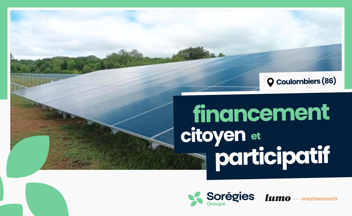 Centrale photovoltaïque de Coulombiers : la collecte désormais étendue à toute la France 🌞

Le projet en quelques chiffres, c’est :
- 13.9 MW de puissance
- 16 900 MWh de production annuelle
- 9.6 millions d’euros investis

lumo-france.com/projets/soleil…
